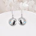 wholesale 925 Sterling Silver Moonstone Black Cat Star Drop Earrings for Women - Unique Gifts for Cat Lovers-0-3
