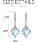 wholesale 925 Sterling Silver Blue Moonstone Teardrop Leverback Dangle Earrings for Women-0-1