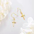 wholesale 14K Gold Diamond Cross Dangle Earrings for Women Religious Gifts-0-5