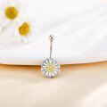 wholesale 925 Sterling Silver Sunflower Daisy Dangle Hoop Belly Ring (14G)-0-2