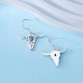 wholesale 925 Sterling Silver Turquoise Cow Skull Dangle Earrings for Women Gift Ideas-0-2