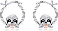 wholesale 925 Sterling Silver Sloth Heart Hoop Earrings - Adorable Gift for Her-Sloth