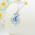 wholesale 925 Sterling Silver Globe & Anchor Necklace with Blue Opal Tridant Pendant-0-3