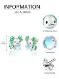 wholesale 925 Sterling Silver Green Enamel Heart Moonstone Axolotl Stud Earrings Wholesale Gift for Her-0-5