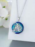 wholesale TOUPOP Gifts For Women Initial Necklace Sterling Silver Letter A Pendant Necklaces With Blue Circle Crystal Birthday Initial Jewelry For Mom Grandma Her Wife Mother's Day -0-1