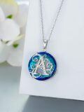 TOUPOP Sterling Silver Blue Crystal Letter A Necklace For Women-0-1