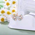 wholesale 925 Sterling Silver Fox in Heart Stud Earrings for Women's Gift Ideas-0-3