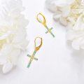 wholesale 14K Gold Turquoise and Diamond Cross Drop Earrings for Women Christian s-0-3