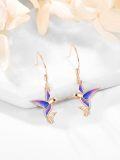 wholesale 925 Sterling Silver Purple Opal Hummingbird Dangle Drop Earrings for Women-0-1
