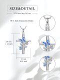 wholesale 925 Sterling Silver Blue Crystal Butterfly & Rose Cross Pendant Necklace Gift for Mom Wife Grandmother-0-1