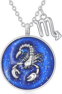 wholesale Sterling Silver Aries Zodiac Constellation Necklace Horoscope Medallion Choker Coin Pendant Dainty Birthday Gift for Women-Scorpio necklace