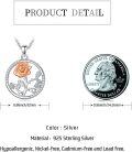 wholesale 925 Sterling Silver Rose Pendant Necklace with Natural Stones and Cubic Zirconia for Women Mothers' Day Gift-0-3