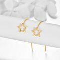 wholesale Gold Crescent Moon Drop Earrings 14k Solid Gold Threaders for Women-0-1