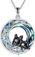 wholesale Sterling Silver Heart French Bulldog Necklace Pendant Jewelry Gift for Women-0-0