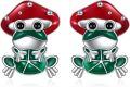 wholesale 925 Sterling Silver Green Enamel Frog Stud Earrings for Women Girls Gifts 3D Cartoon Animal Jewelry Accessories-0-0