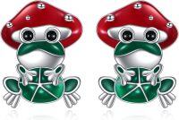 wholesale 925 Sterling Silver Green Enamel Frog Stud Earrings for Women Girls Gifts 3D Cartoon Animal Jewelry Accessories-Frog-2