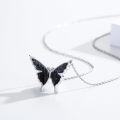 wholesale 925 Sterling Silver Black Agate Butterfly Pendant Necklaces Minimalist Fine s for Her-0-1