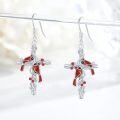 wholesale 925 Sterling Silver Red Cardinal Cross Dangle Earrings - Hypoallergenic Memorial Jewelry for Women-0-1