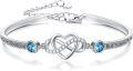 wholesale 925 Sterling Silver Blue Crystal Infinity Heart Bracelet for Women-0-0