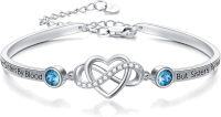 wholesale 925 Sterling Silver Blue Crystal Infinity Heart Bracelet for Women-Bangle for Best Friend
