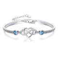 wholesale 925 Sterling Silver Heart Infinity Bracelet Wholesale With Blue Stones-0-0