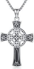 wholesale 925 Sterling Silver Celtic Cross Pendant with Black Onyx Gemstone - Mens Womens Christian Religious s-0-0