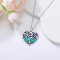 wholesale 925 Sterling Silver Heart-Shaped Tree of Life Pendant with Blue and Green Enamel & Cubic Zirconia - Mother Daughter Family Tree s for Mom/Daughter/Grandma-0-3