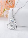 wholesale Sterling Silver Stone Highland Cow Heart Pendant Scotland Jewelry Gift-0-34