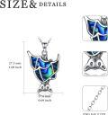wholesale 925 Sterling Silver Blue Abalone Shell Bat Shape Pendant Necklace for Women Girls  45cm Chain Length-0-3