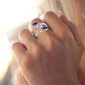 wholesale 925 Sterling Silver Leaf Ring with Birthstone Adjustable Wrap Promise Engagement Wedding Rings for Women-0-38