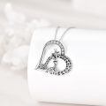 wholesale 925 Sterling Silver Mother Baby Giraffe Heart Pendant Necklace Platinum Plated Cz Crystal-0-4