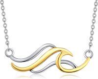 wholesale 925 Sterling Silver Wave Pendant Necklace Awareness Jewelry for Women Sister Mom Grandmother-Wave