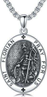 wholesale 925 Sterling Silver &  Saint Florian Medal Pendant with Chain - Catholic Protection  for Men and Women-O-Saint Florian Necklace