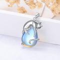 TOUPOP Sterling Silver Moonstone Cat Pendant Necklace-0-4