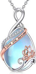 wholesale 925 Sterling Silver Teardrop Moonstone Infinity Love You Forever Pendant Necklace for Women-0-0