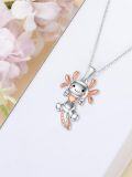 wholesale 925 Sterling Silver Axolotl Pendant Heart Charm Necklace for Women Girls Gift-0-3