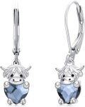 wholesale 925 Sterling Silver Blue Crystal Cow Stud Earrings for Sensitive Ears-0-0