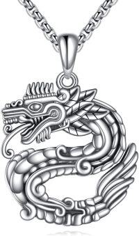 wholesale 925 Sterling Silver Mayan Dragon Pendant Necklace - Hypoallergenic Nickel-Free Jewelry for Men & Women-Mayan Dragon