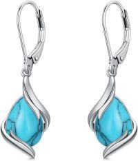 wholesale 925 Sterling Silver Black Onyx Tear Drop Dangle Earrings for Women Fine s-Turquoise