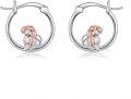 wholesale 925 Sterling Silver Pink Dog Hoop Earrings for Girls and Women Gift Idea-0-0