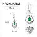wholesale 925 Sterling Silver Teardrop Green Emerald & Red Garnet Filigree Drop Leverback Earrings for Women Valentines Day Gifts-0-4