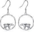 wholesale 925 Sterling Silver Polar Bear Circle Hoop Dangle Earrings for Women Girls Gifts Jewelry Accessories-0-0