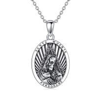 wholesale 925 Sterling Silver Santa Muerte Pendant Necklace-Santa Muerte