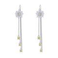 wholesale 925 Sterling Silver Daisy Flower Chain Tassel Threader Dangle Drop Earrings for Women-0-0