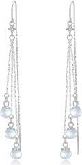 wholesale 925 Sterling Silver Threader Earrings with Pearl Drops and Chain Charms for Women-0-0