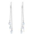 wholesale 925 Sterling Silver Threader Earrings with Pearl Drops and Chain Charms for Women-0-0
