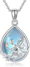 wholesale 925 Sterling Silver Fairy Butterfly Blue Stone Locket Necklace for Women Girls' Gifts-0-0