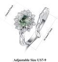 wholesale 925 Sterling Silver Green Moss Agate Lotus Flower Ring - Adjustable Size for Women-0-5