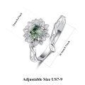 wholesale 925 Sterling Silver Green Moss Agate Lotus Flower Ring - Adjustable Size for Women-0-5