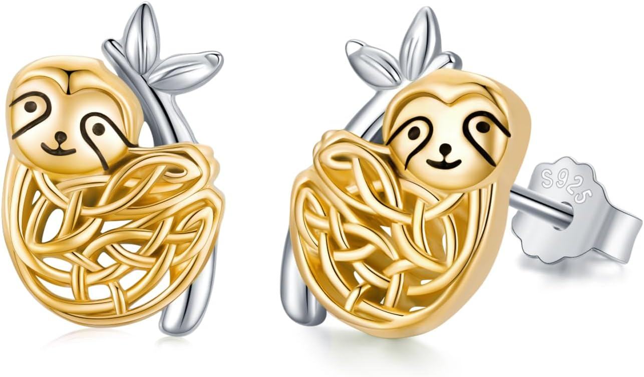  Sterling Silver Animal Stud Earrings Butterfly Unicorn Yorkie Beagle Axolotl Frog Cow Panda Dog Dino Cat Hedgehog Sloth -0-0
